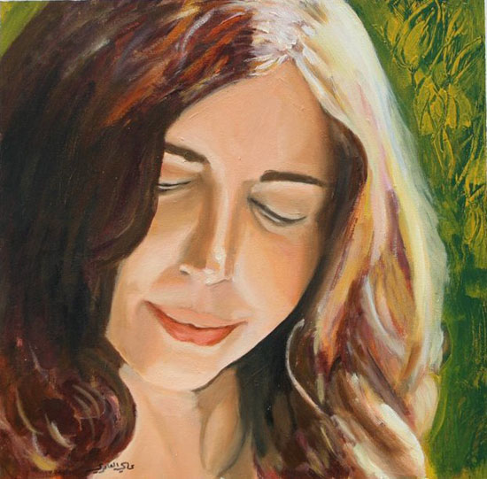 Painting by Ali Al Ameri of poet Lois P Jones